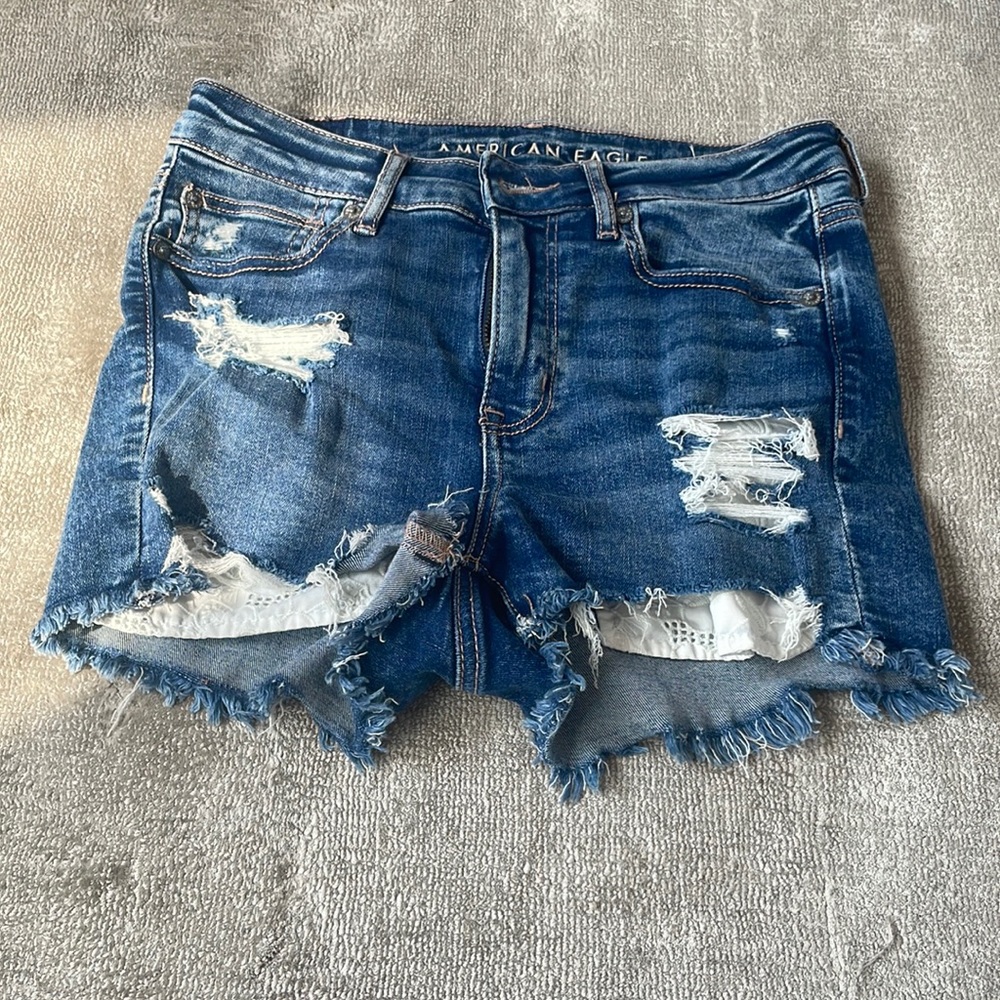 Ripped jean shorts